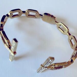 Golden Crystal/Metal Cuff Bracelet.